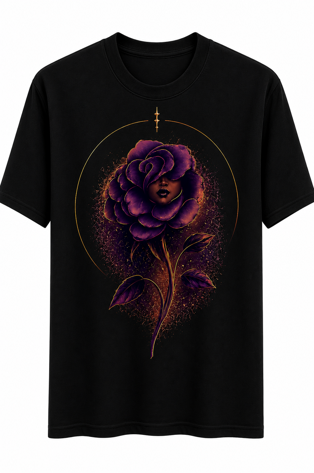 Short Sleeve T-shirt – Purple Rose Design