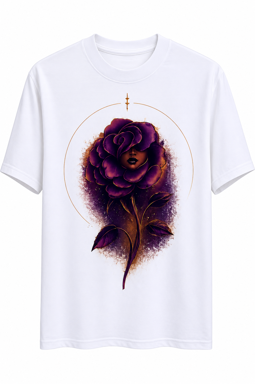 Short Sleeve T-shirt – Purple Rose Design